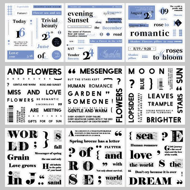 Sticker Book 10pcs/bag Art Alphabet Sticker Book Minimalist Fashion Style Stickers DIY & Scrapbook Diary Decorative Sticker Book Qme