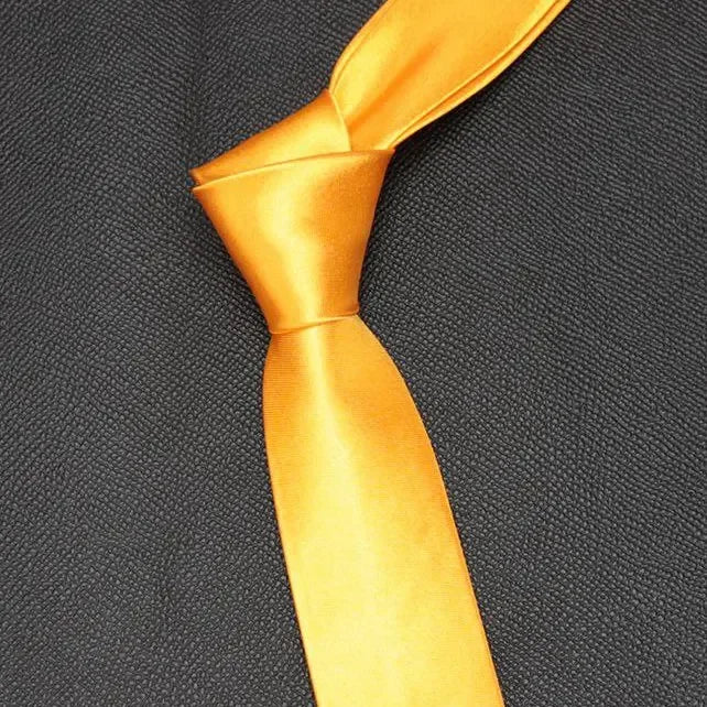 Mans Slim Skinny Tie Men Jacquard Woven Solid Orange Red Purple Black Qme Gold