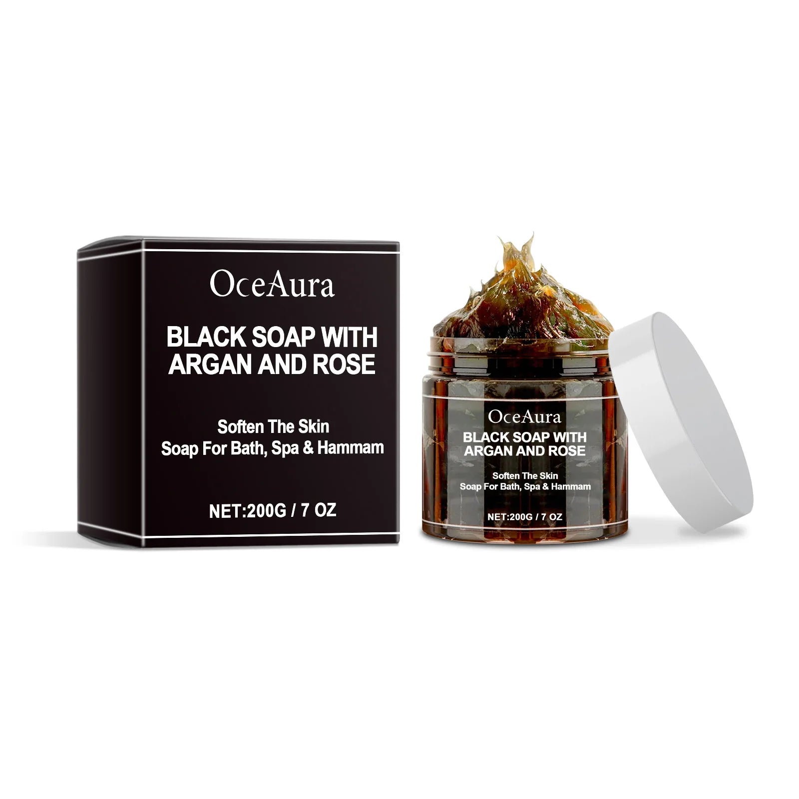 Black Cleansing Soap Dead Skin Remover Body Scrub Purifying Cleansing Exfoliating Oil Control Brighten Soft Body Scrub Cream Qme 200g Boxed