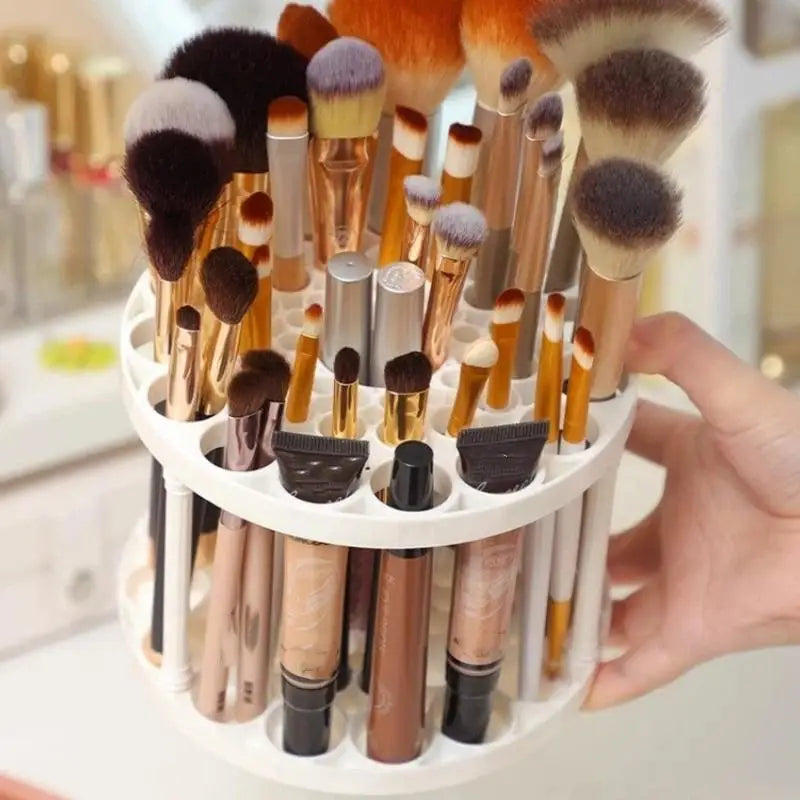 45 Slot 360 Degree Rotating Cosmetic Brush Holder Large Clear Makeup Qme