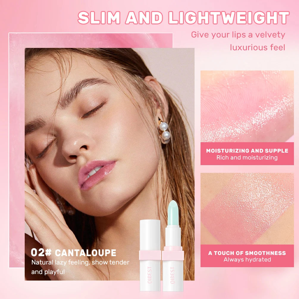 QIBEST Jelly Lipstick Moisturizing Lasting Natural Temperature Change Color Lip Balm Nouritious Makeup Lip Satin Tint Cosmetics Qme