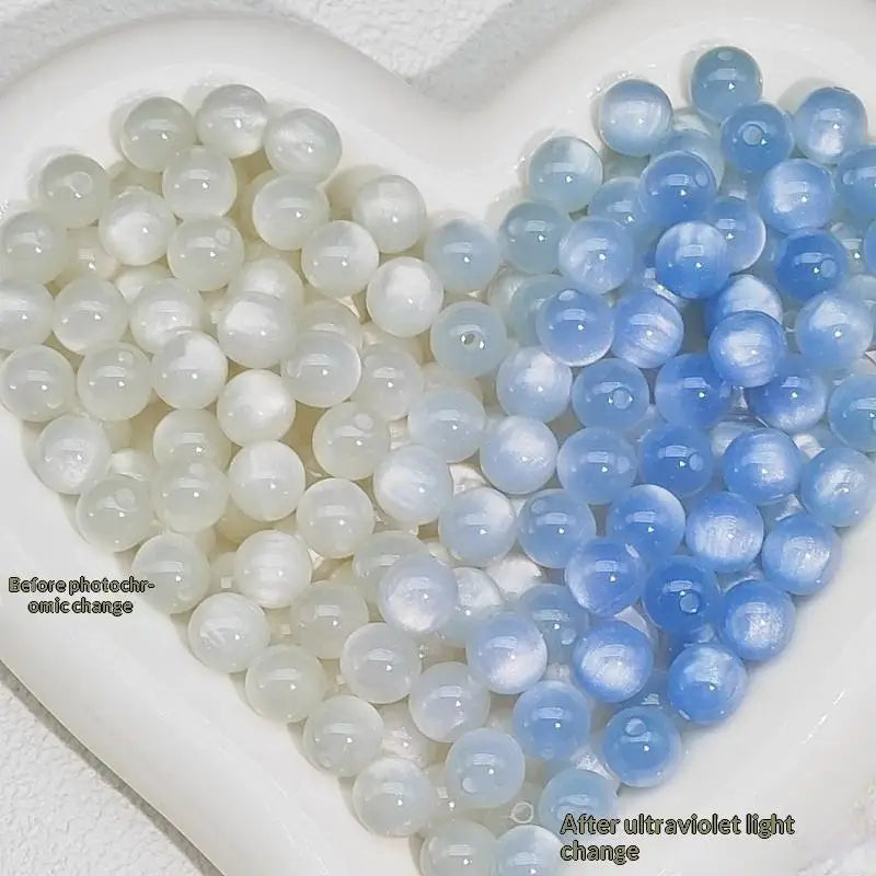 10mm UV Reactive Cat Eye Resin Round Beads 10Pcs Color Shift Spacer Beads DIY Handmade Jewelry Making Accessories Charms Qme A11