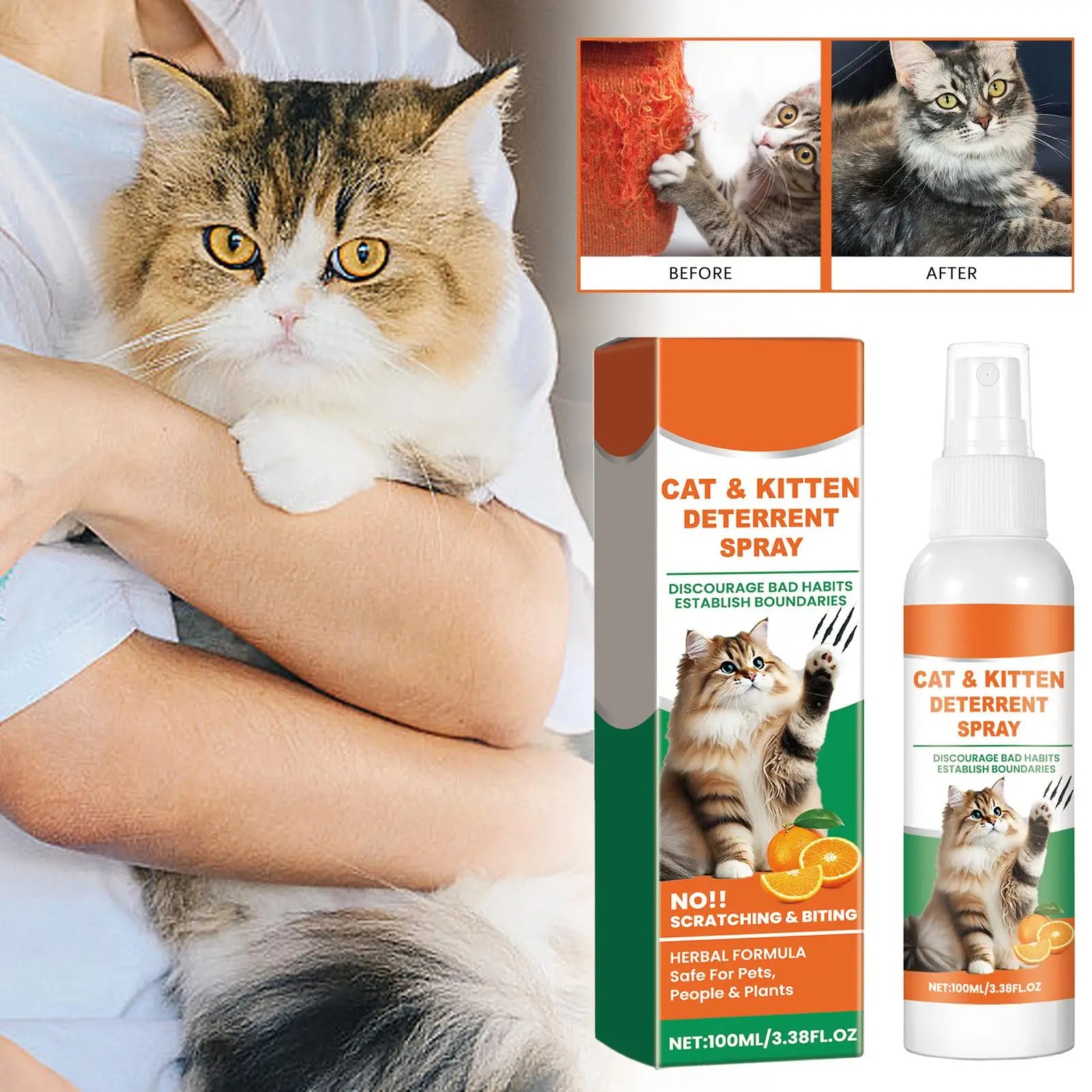 Cat No Scratch Spray 100ml Anti Scratch Furniture Protector Spray Cat Training Spray to to Keep Cats off Furniture Sofas Rugs Qme