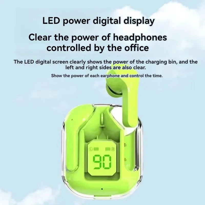 LED Power Digital Display Air 31 Wireless Bluetooth Earphone Sports Stereo Transparent design Hifi good Sound quality For Phone Qme