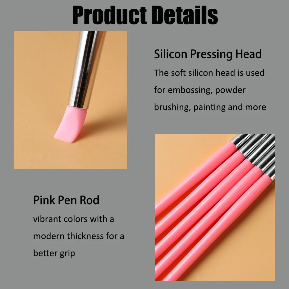 5Pcs Soft Silicone Nail Art Pen Multifunctional Nail Carving Dotting Tools Professional 3D UV Gel Polish Manicure Pens for Salon Qme