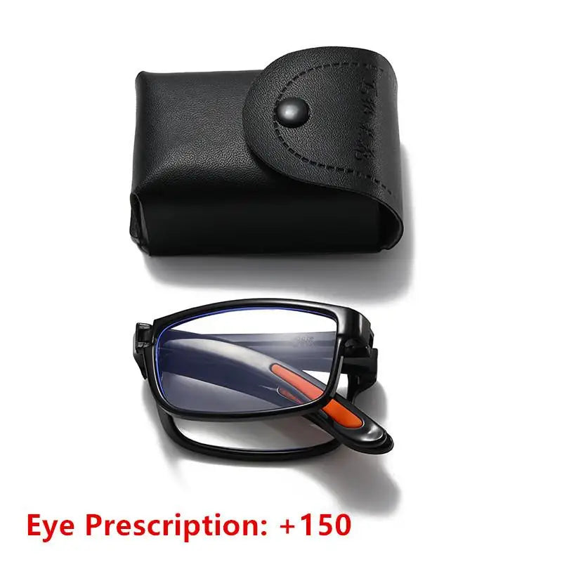 Portable Glasses Men Women Folding Reading Case Anti Blue Light Qme B