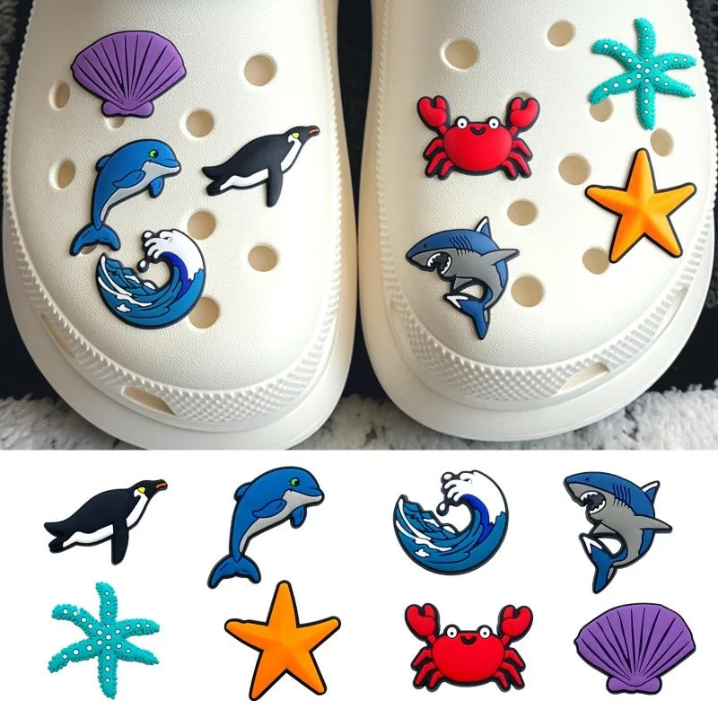 2026 PVC fish series Crab Shark Cute shoe buckle charms accessories decorations for sandals sneaker clog unisex lovers gift drop Qme