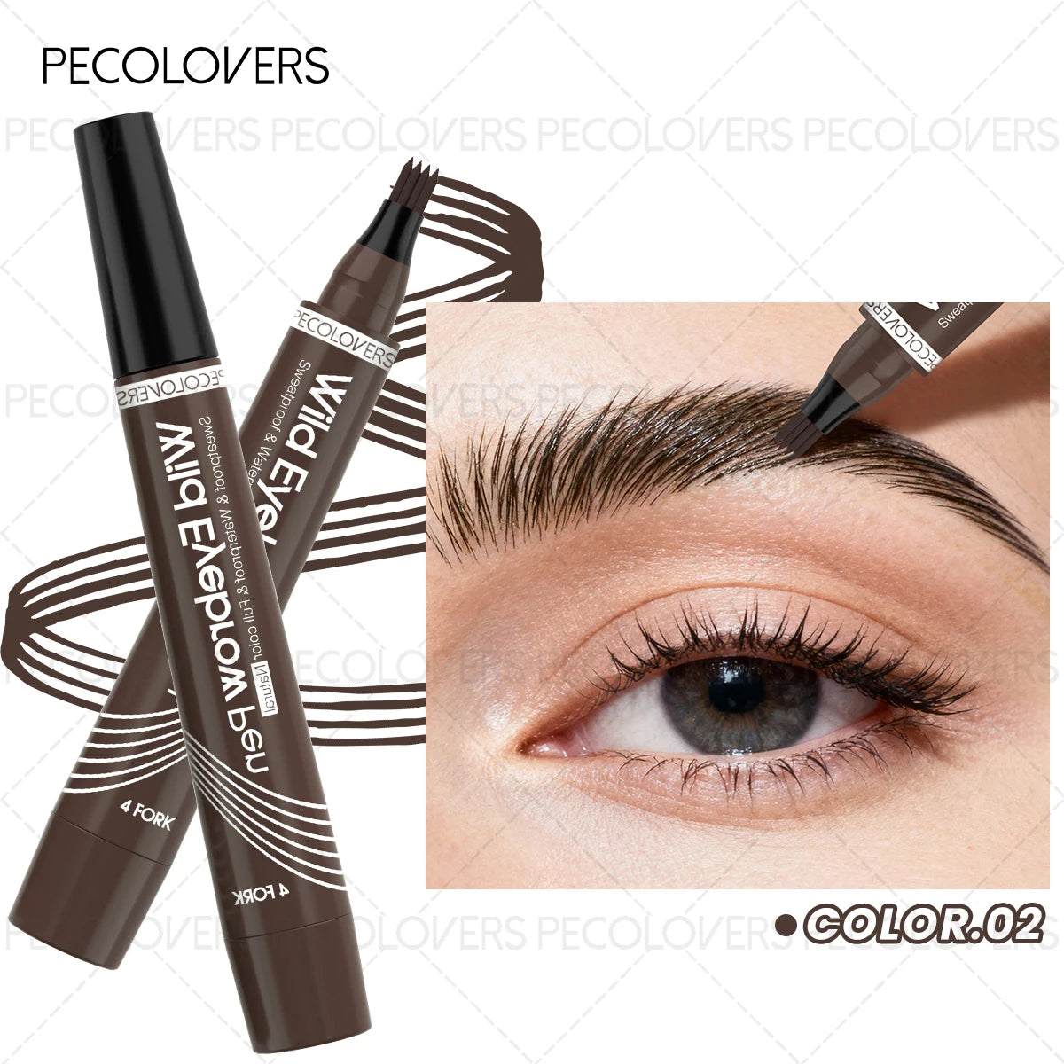 Multi-color Four-pronged Eyebrow Pencil, Liquid Eyebrow Pencil, Defined Eyebrows, Waterproof and Sweatproof, Eyebrow Cosmetics Qme 02