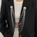Creative Iron Tassel Chain Brooch Multi Layer Exaggerated Geometric Pearl Pins Clip Fashion Banquet Jewelry Accessories Qme A4