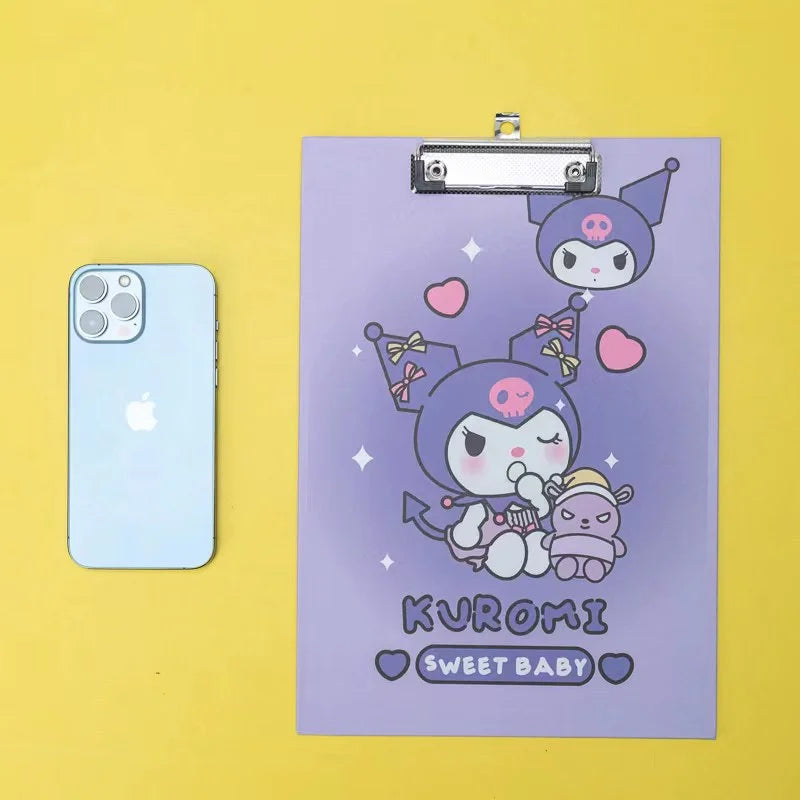 Hello Kitty Kuromi A4 Stylish Folder Clipboard Multifunctional Writing Board Book Rest and Student Writing Folder Qme 4