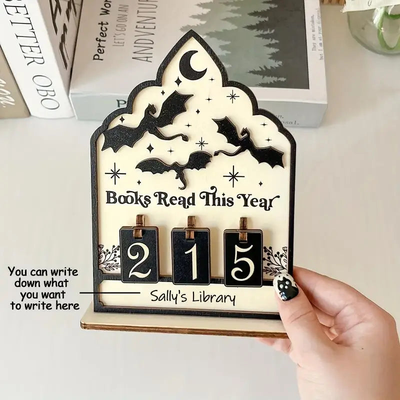 Wooden Book Read This Year Counter Reading Challenge Tracker Qme