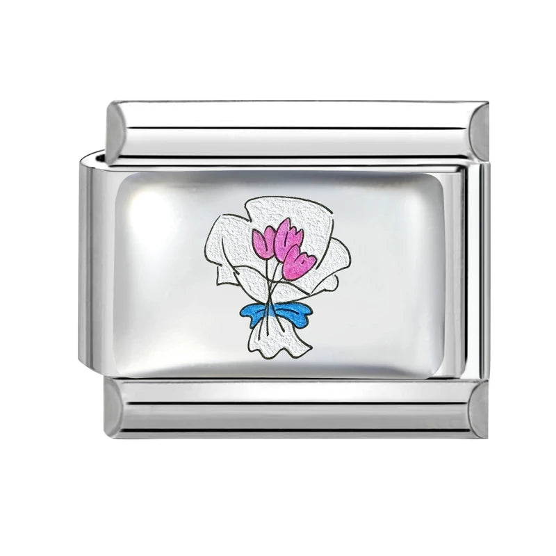 Design Colorful Earth Sun Sunflowers Stainless Steel Link Fit Italian