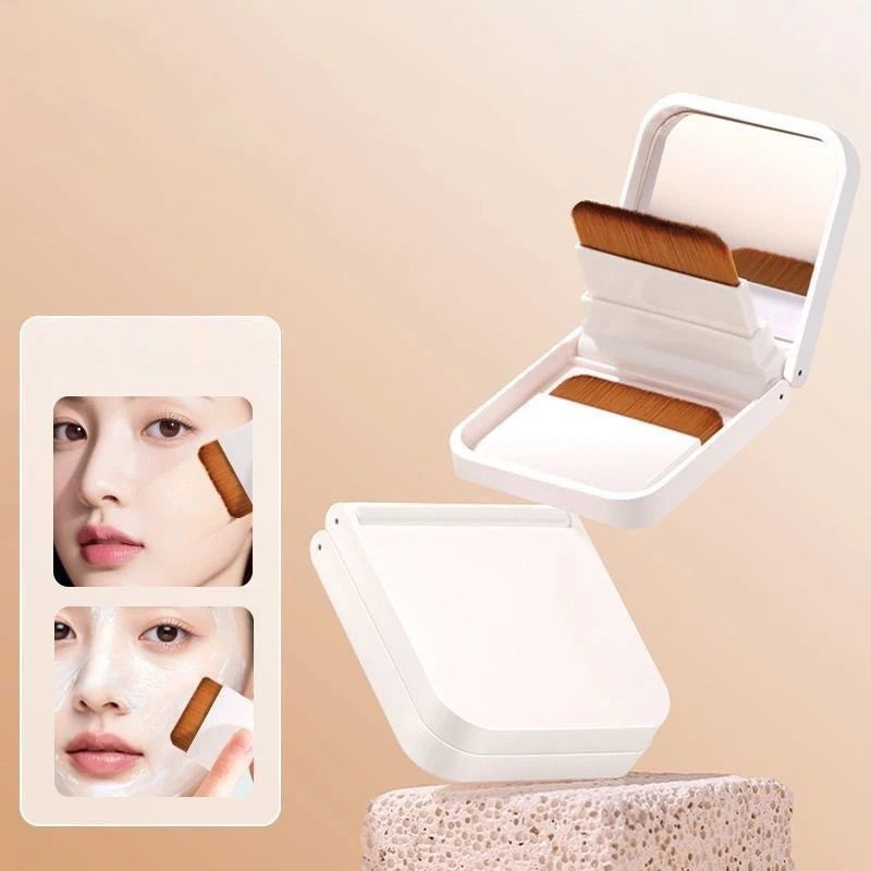 Ultra-thin Compact Foundation Brush Mirror Carry Box Flat-head Qme