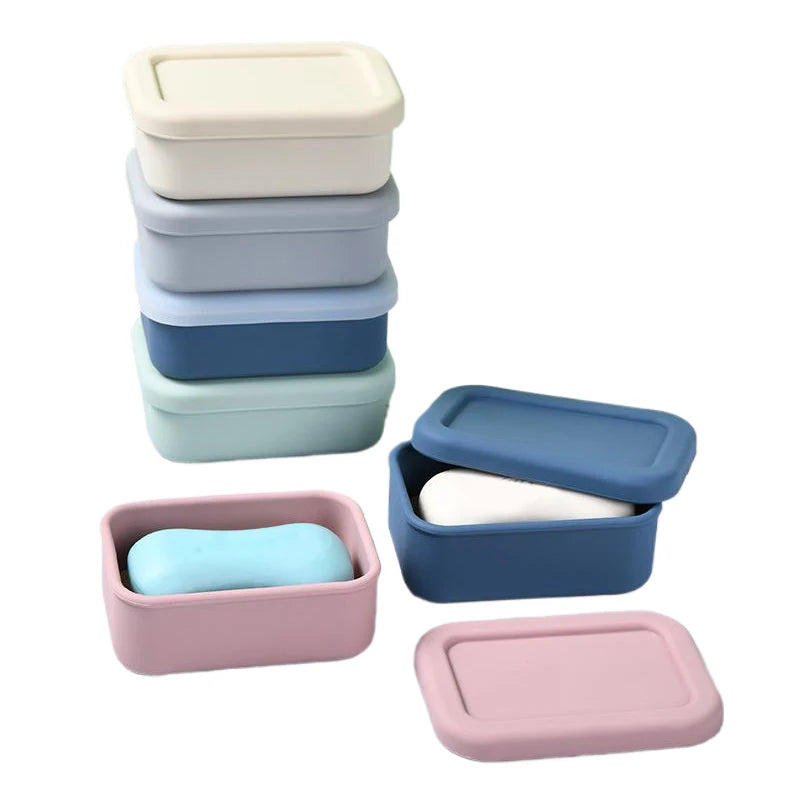Large Leakproof Travel Soap Case Silicone Box Draining Layer Enhanced Qme