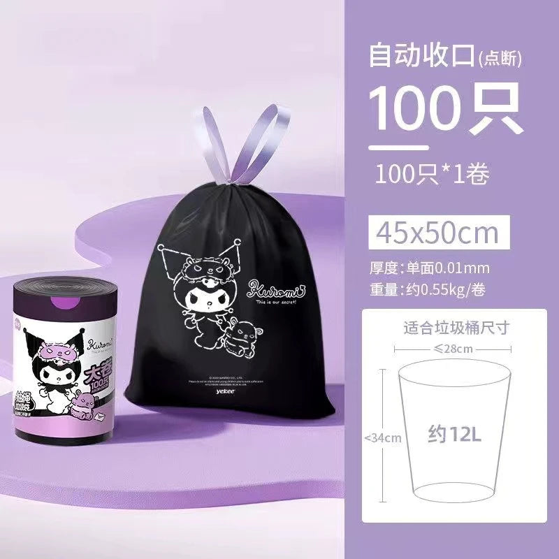 Hello Kitty Kuromi Drawstring Household Trash Bags Heavy-duty Qme 2