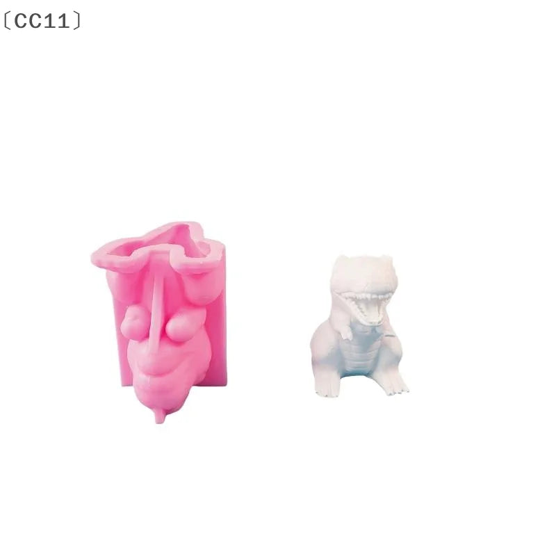 CC11 Dinosaur Candle Mold DIY Plaster Desktop Ornament Silicone Qme