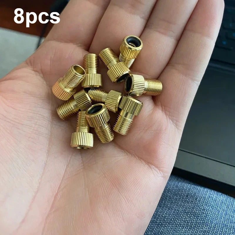 Brass Bike Valve Adapter DV SV to AV Converter Bicycle Tire Presta Schrader to American Air Pump Inflator Adaptor Qme 8pcs