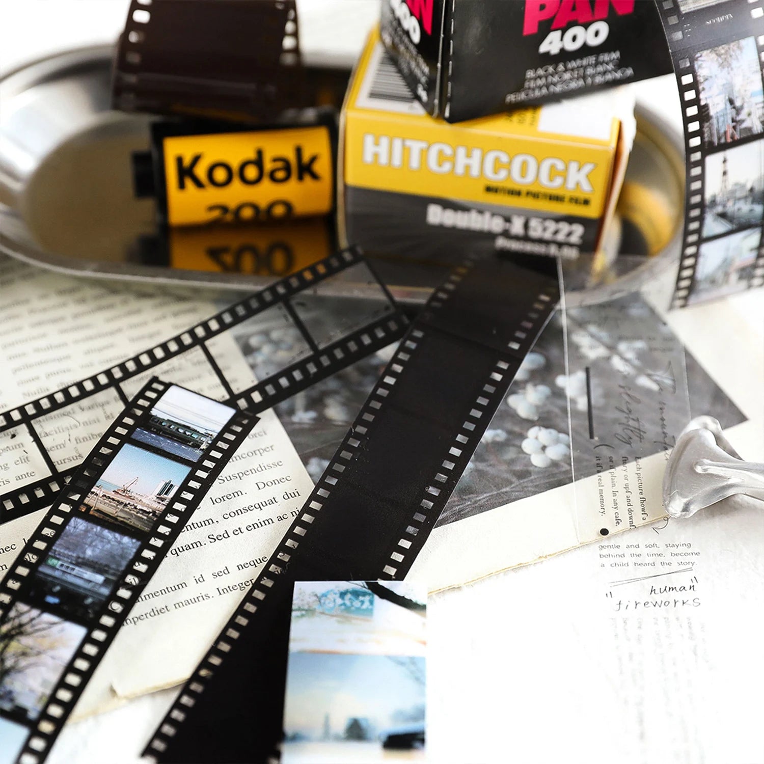25mm*2m Vintage Film PET Tapes DIY Scrapbooking Collage Stationery Decor Journalling Materials Adhesive Labels Tapes Qme