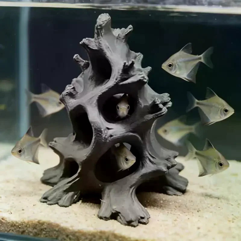 Hidden Multi-Hole Driftwood Aquarium Ornaments Driftwood Fish Caves Aquarium Decor Fish Hideout For Breeding Hiding Caves Decor Qme