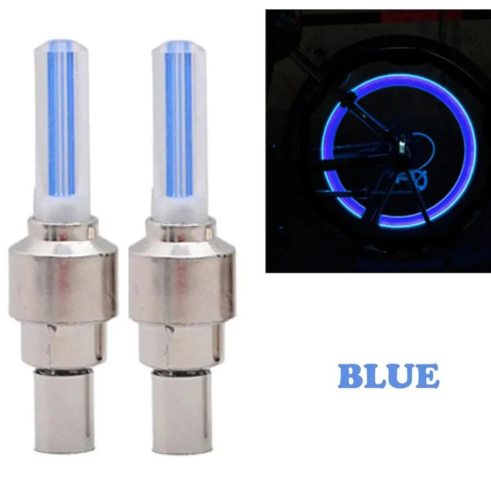 2pcs LED Bicycle Valve Light, Neon Bicycle Spoke Light Bicycle Tire Valve Light, Night Riding Warning Light Bicycle Accessories Qme B