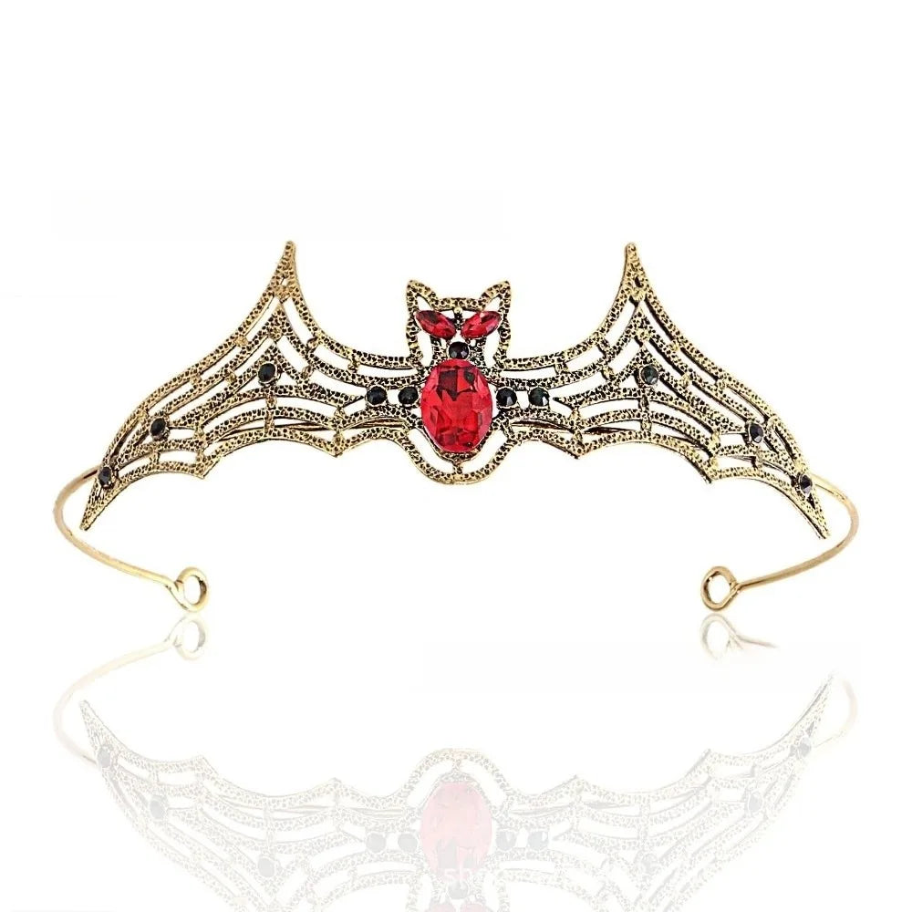 Simple Metal Halloween Bat Hairband Sparkling Multicolor Rhinestone Crowns Cosplay Props Dark Halloween Tiara Ladies Qme Style 7