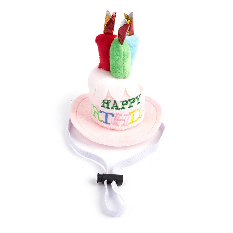 Birthday Cake Hat Pet Cap Headwear Adjustable Dog Cats Hats Dress Up Qme Pink