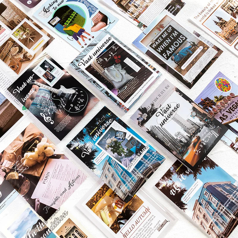 60 sheets INS Landscape Scrapbooking Collage Junk Journal School Stationery Supplies Aesthetic Decorate Planner Background Paper Qme