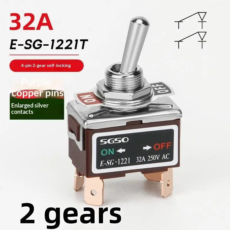 1Pcs Power Switch 2/3/4/6Pin E-SG Toggle Switch 32A 250VAC Rocker Switch With Brass Screw Foot Pin Qme 1221T 4Pin