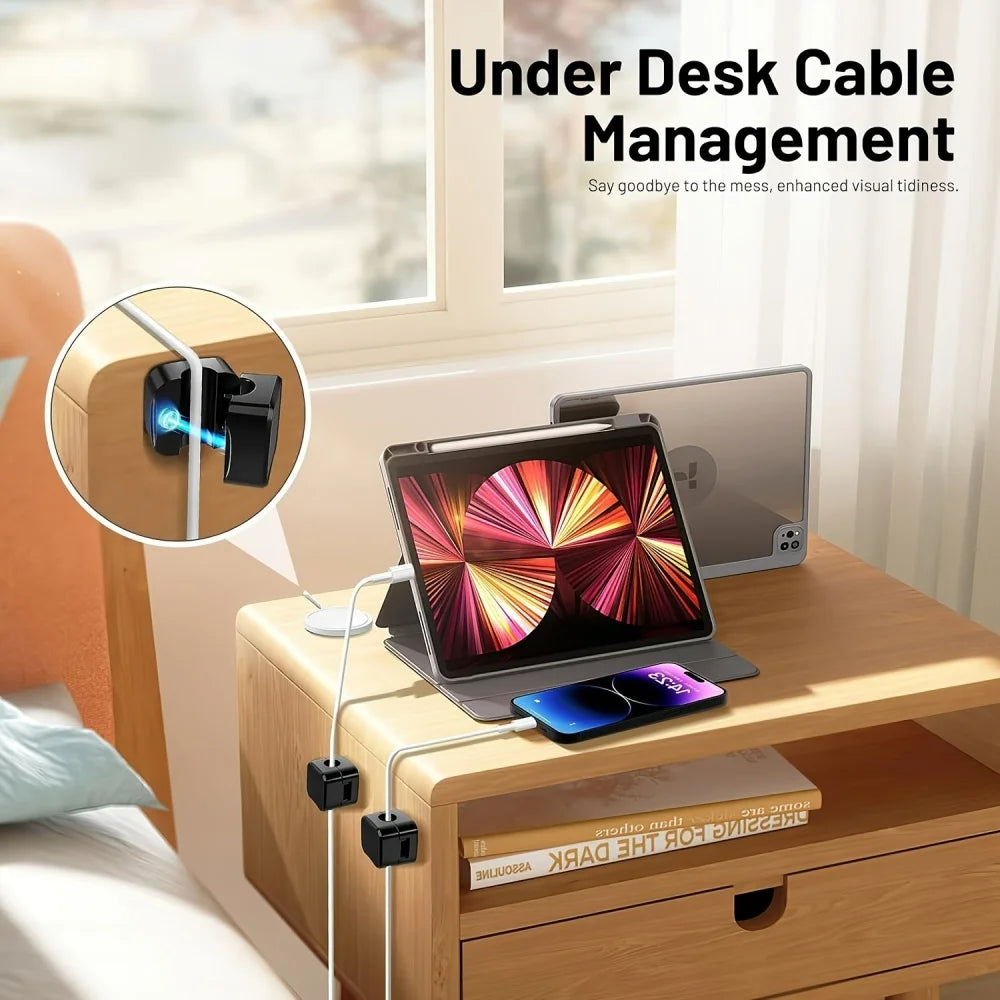 1-6Pcs Magnetic Cable Clip Charging Data Cable Holder Under Desk Cable Management Cable Organizer Holder Adhesive Wire Keeper Qme