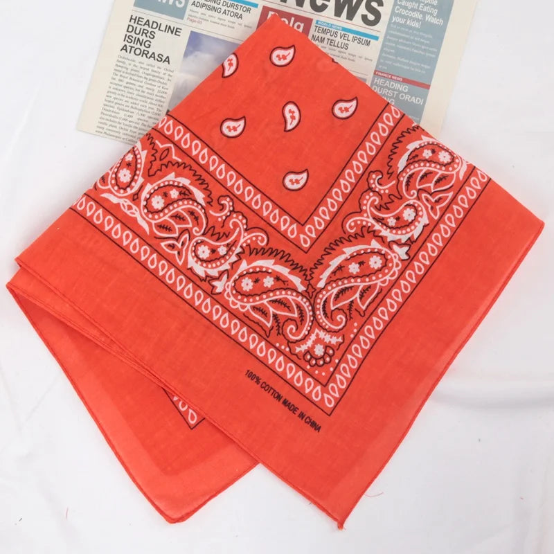 Unisex Cotton Bandana Kerchief Hip Hop Black Hair Band Neck Scarf Qme A2