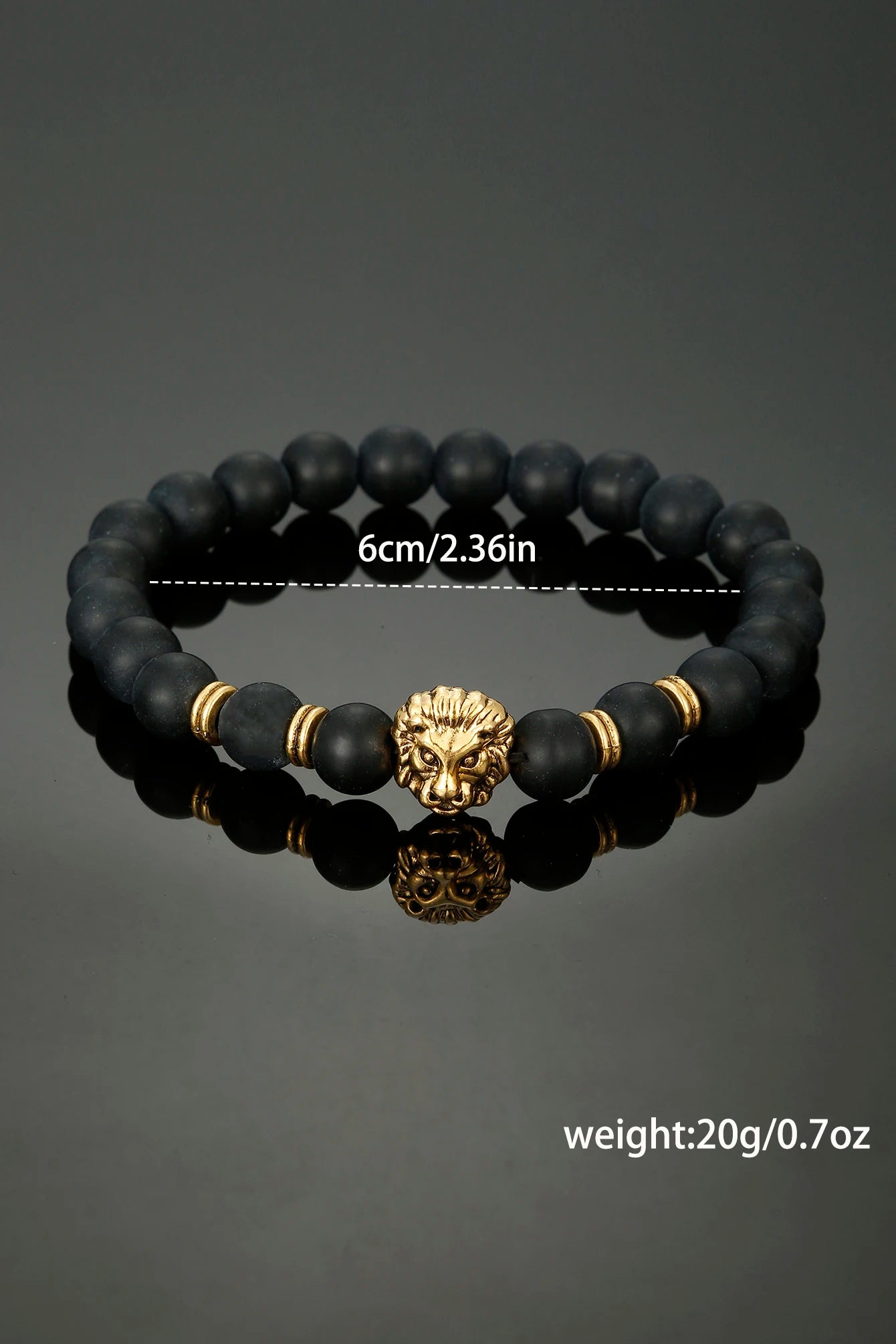 2pcs Men's Fashion Trend Metal Watch Strap Trinocular Dial Quartz Watch Handsome Lion Head Bracelet Qme