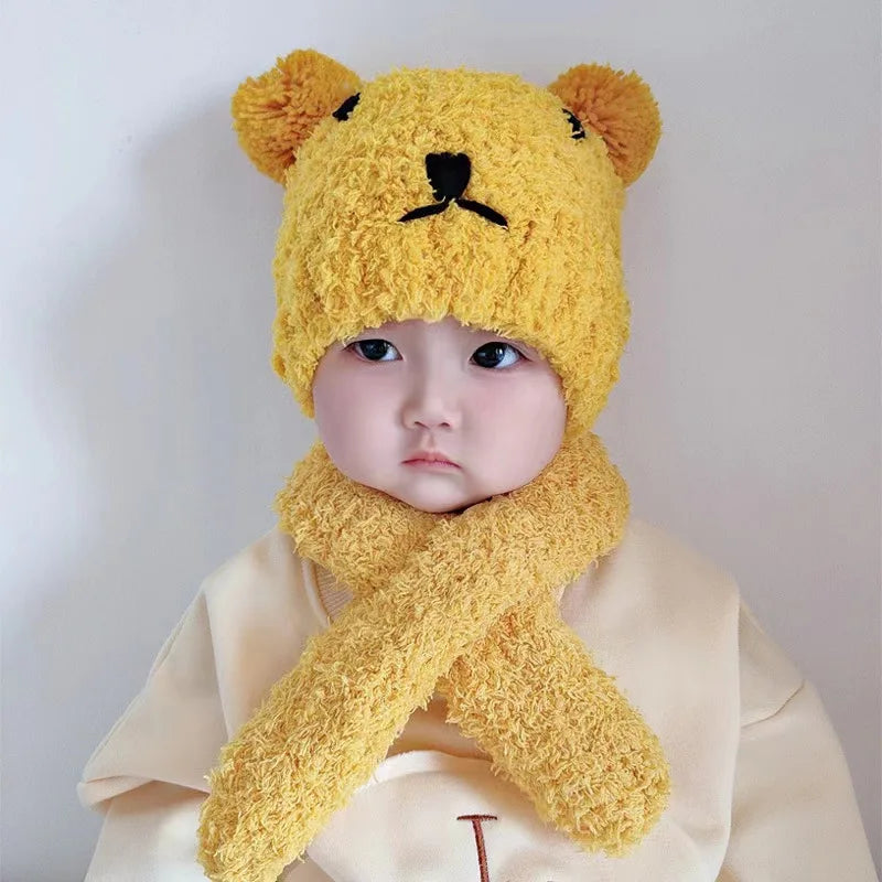 Baby Beanie Cute Hat Children's Knitted Ear Protection Qme