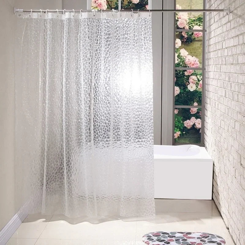 180x180cm 3D Bathroom Bath Shower Curtain Transparent Thicker Qme WHITE
