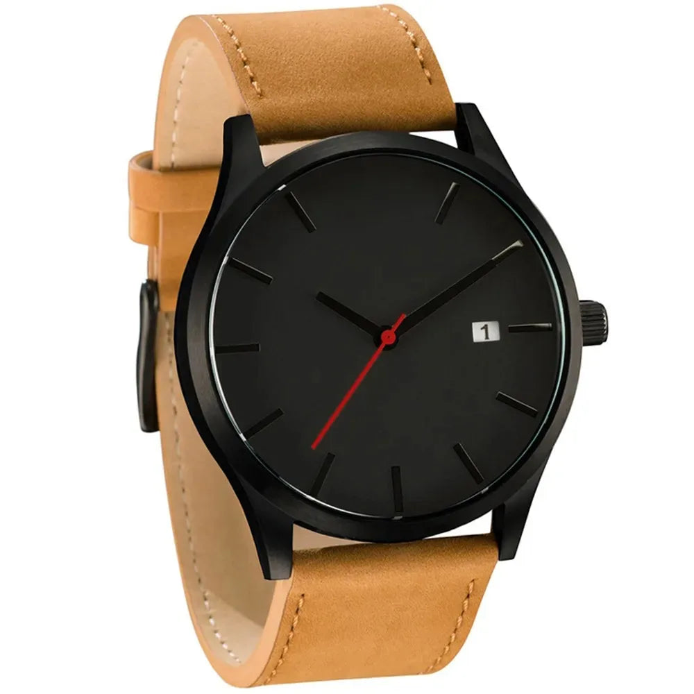 Relogio Masculino Men Watch Fashion Sport Watches New Men's Watch Men Calendar Leather Casual Quartz Clock relojes hombre Qme Brown