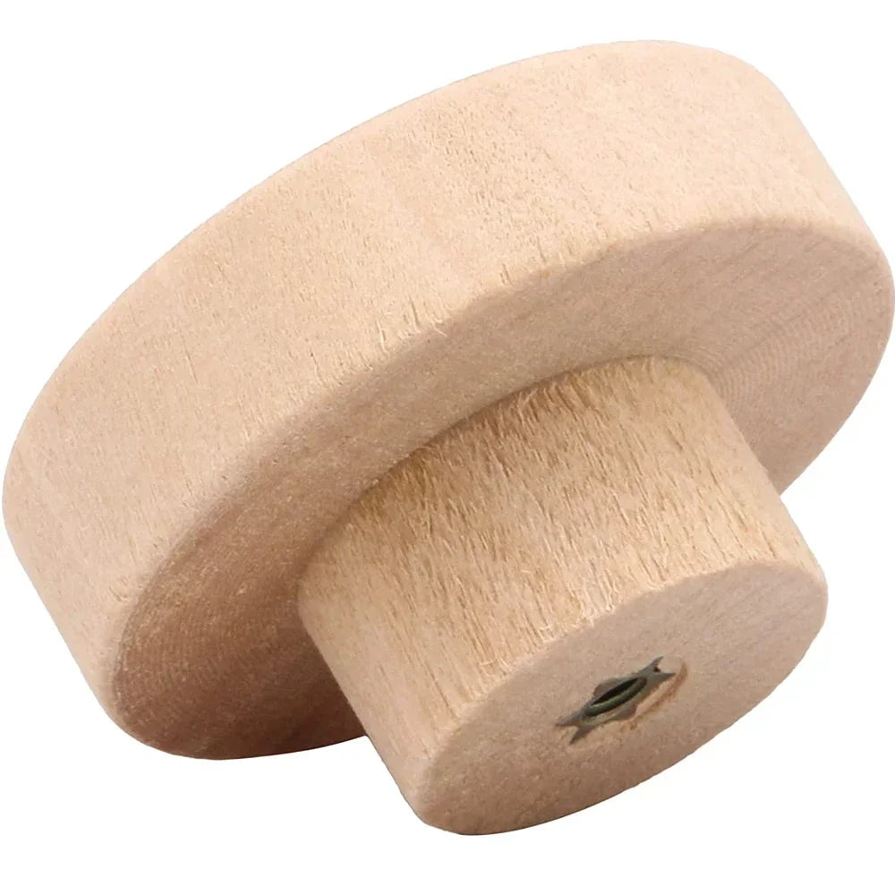 1-48pcs Wood Cabinet Pulls Nordic Round Wooden Cupboard Wardrobe Drawer Pulls DIY Natural Solid Closet Handles with Screws Qme