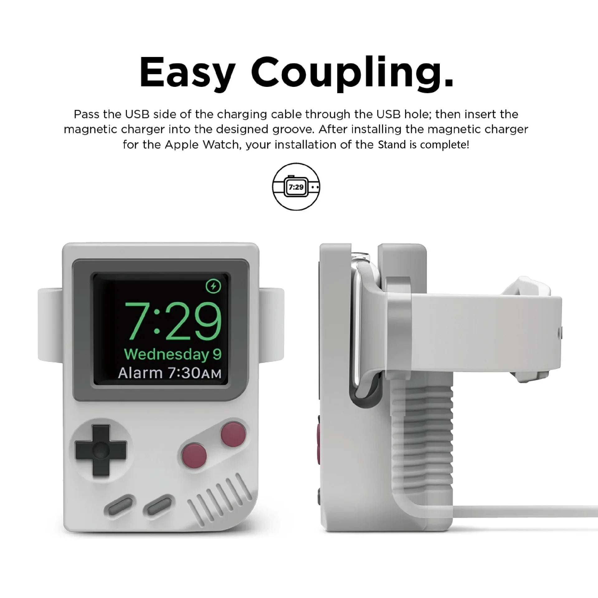 Desktop Holder For Apple Watch Ultra Charger Stand Retro Computer Pattern Charging Base for iWatch 10 9 8 7 6 5 4 3 SE Silicone Qme 0823White
