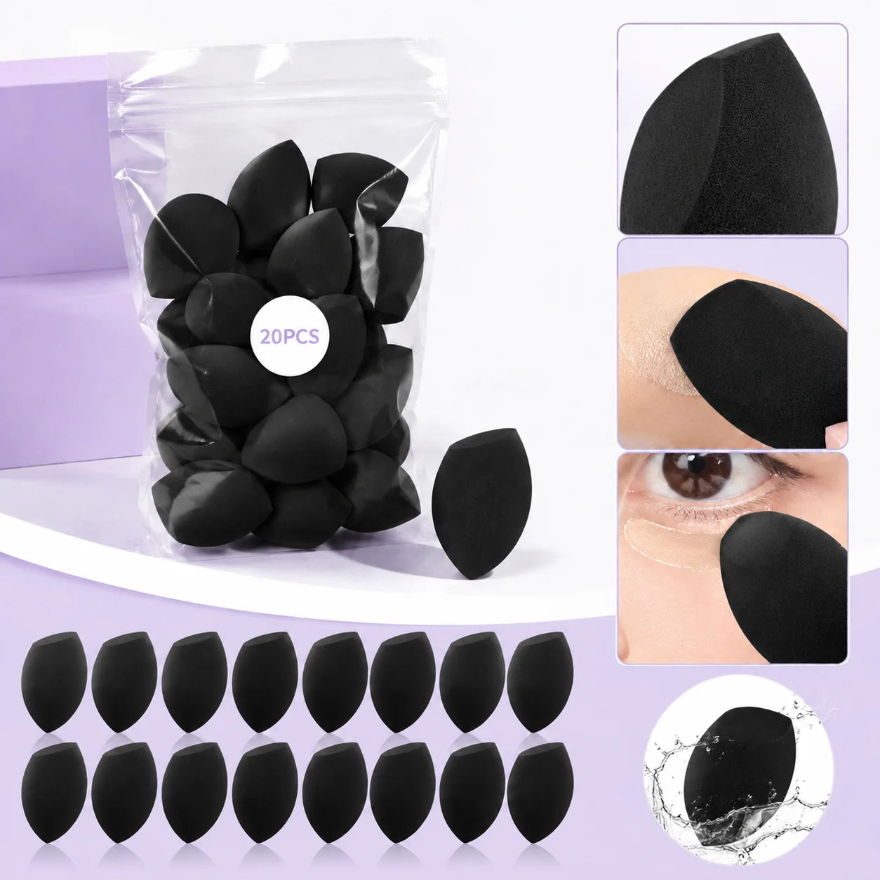 Makeup Sponge Blenders Mini Multi-functional Sponges Liquid Cream Qme black