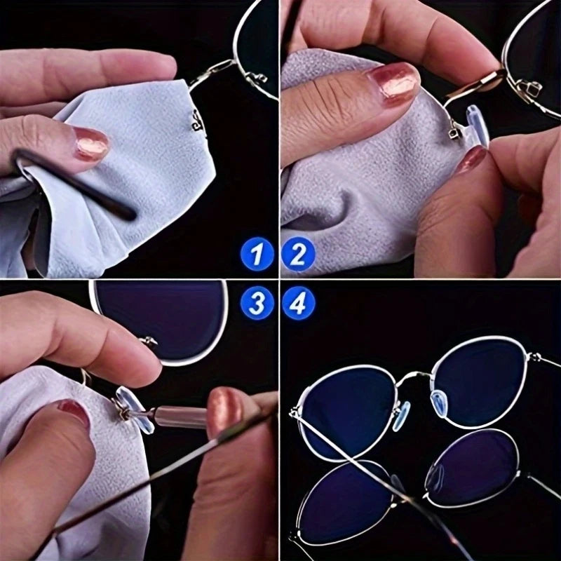 10pcs Soft Silicone Nose Pads For Glasses With Screwdriver-Non-Slip Nose Pad Replacement,Eyeglass Repair Tool For Loose Frames Qme