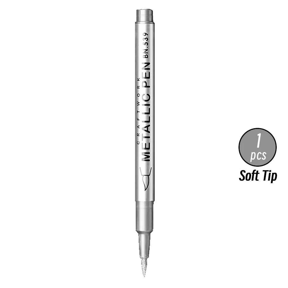 3pcs Brush Metallic Paint Marker Pens Gold Silver Color Permanent Art Marker For Manga Crafts Scrapbooking Stationery Supplies Qme 1p Soft Silver