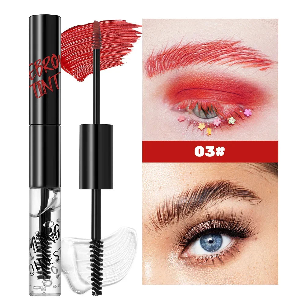 Double Ended Brow Tint & Setting Gel - Waterproof Eyebrow Makeup, Natural 3D Effect, Smudge-Proof Long Lasting Brow Enhancers Qme 03