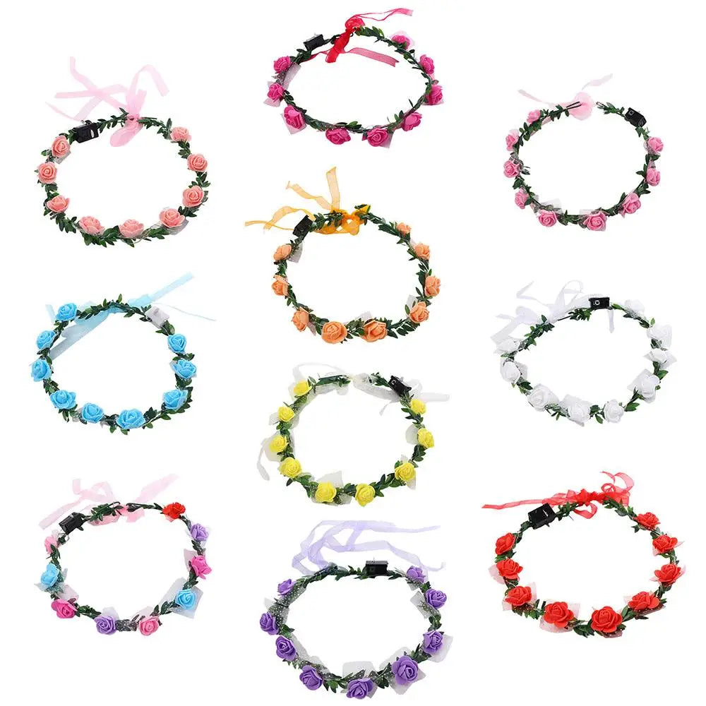 Elegant Vintage Luminous Foam Party Headwear Crown Flower Headband Qme