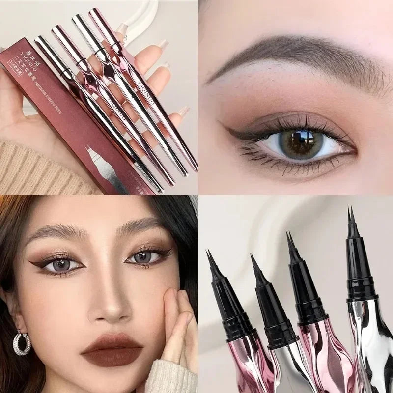 2Points Eyebrow Pencil Long Lasting Easy To Grip Eyebrow Tattoo Waterproof Thin Liquid Lying Silkworm Brow Pen Korean Makeup Qme