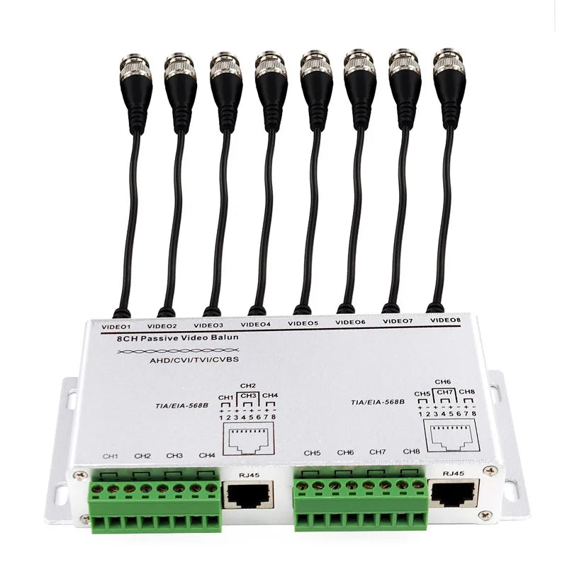 8CH HD CVI TVI AHD Passive Balun Transceiver 8Channels BNC to UTP Cat5/6 Adapter for CCTV Camera 720P 1080P DVR Qme