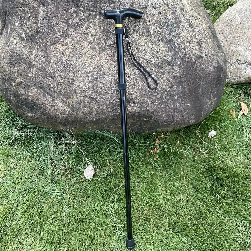 Telescopic Walking Stick Outdoor Hiking Trekking Poles Aluminum Alloy Qme Black