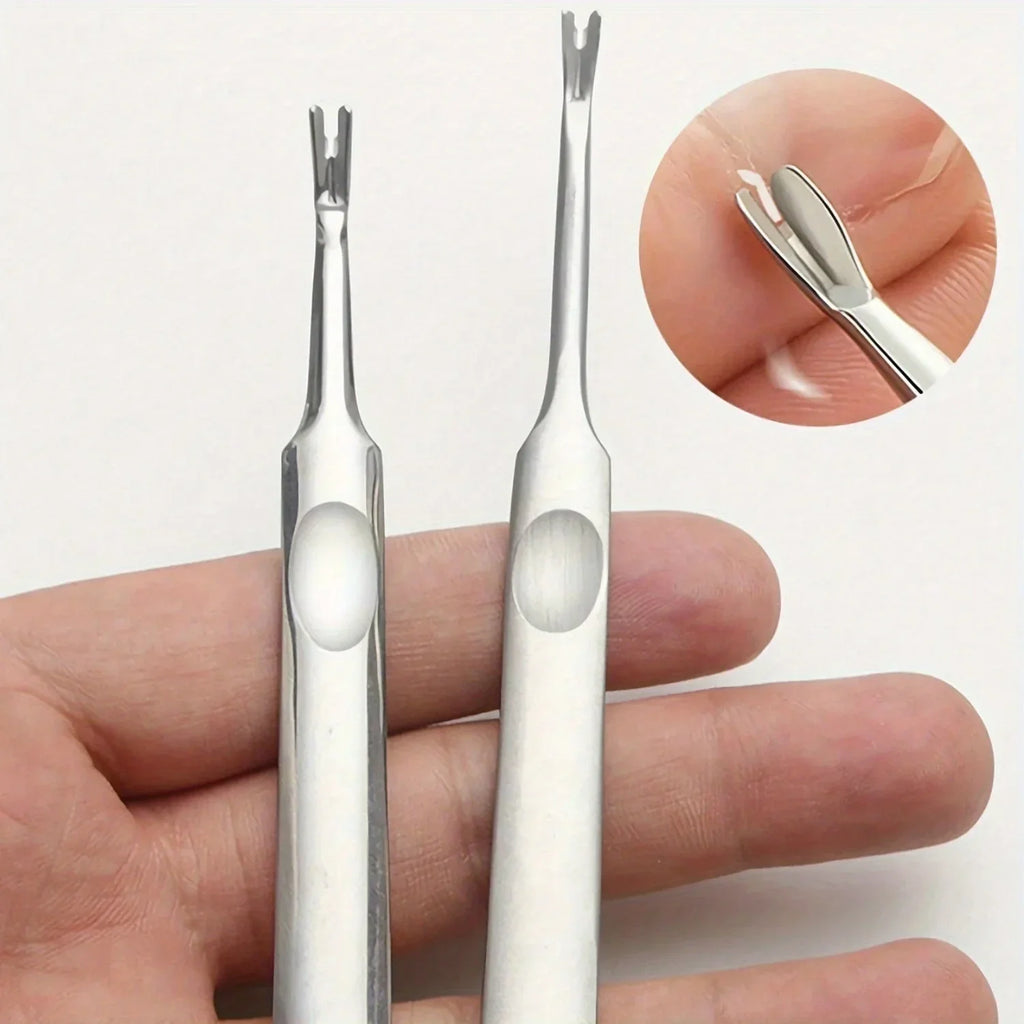 Professional Silver Stainless Steel Finger Cuticle Cleaner Fork Qme