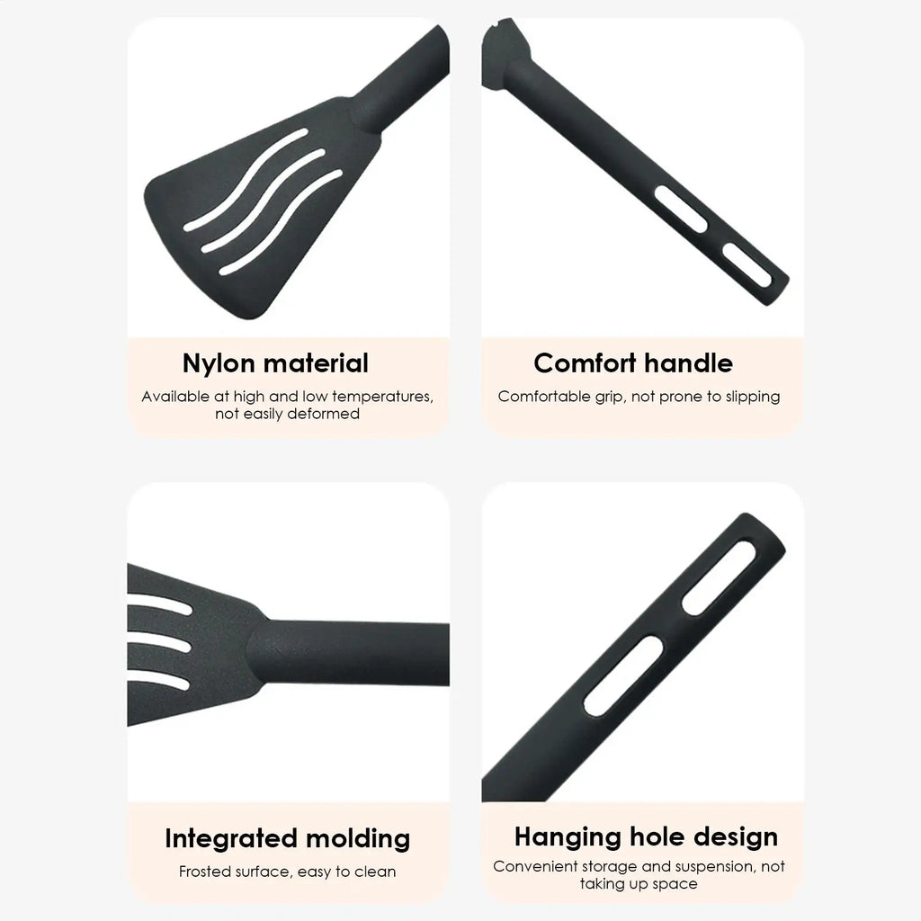 Kitchen Tool Set Nylon Cooking Tools Set Sturdy Cutlery Kit With Non-Stick Spatulas Comfortable Handle Cookware Accessories Qme