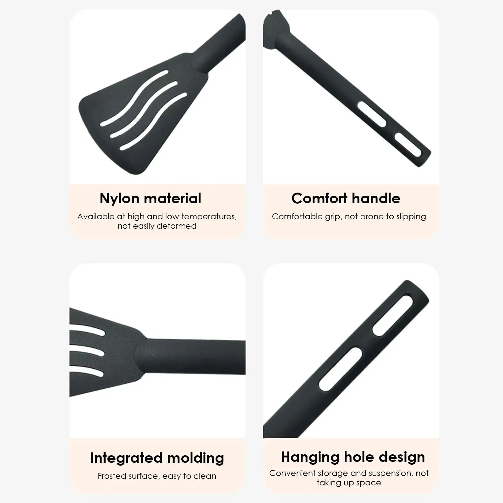 Kitchen Tool Set Nylon Cooking Tools Set Sturdy Cutlery Kit With Non-Stick Spatulas Comfortable Handle Cookware Accessories Qme