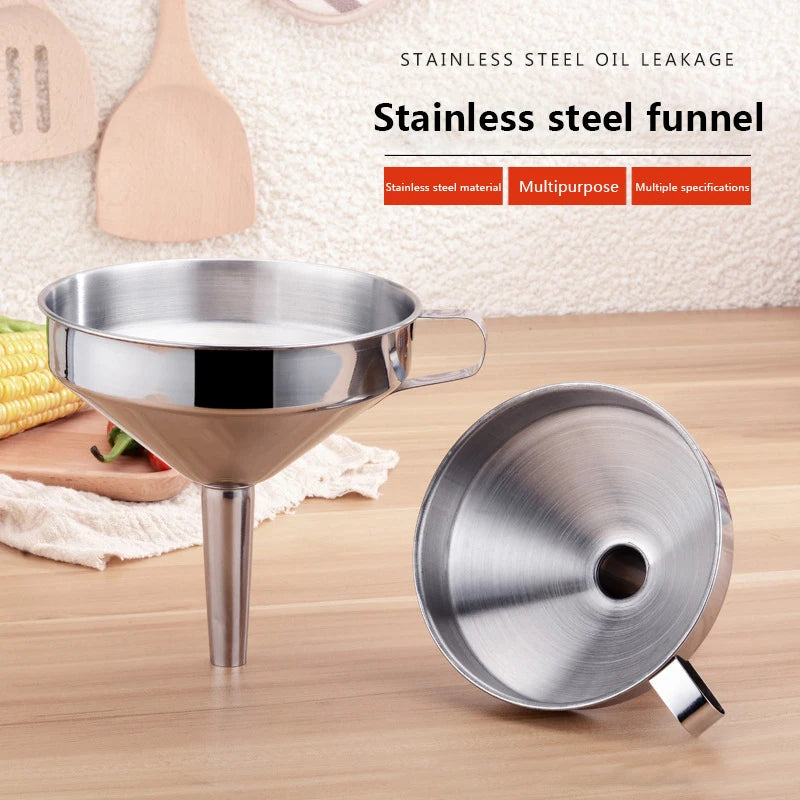 Stainless Steel Metal Funnel For Canning Kitchen Tools Kitchen Accessories Wide Mouth Funnels Bar Wine Beer Oil Flask Funnel Qme