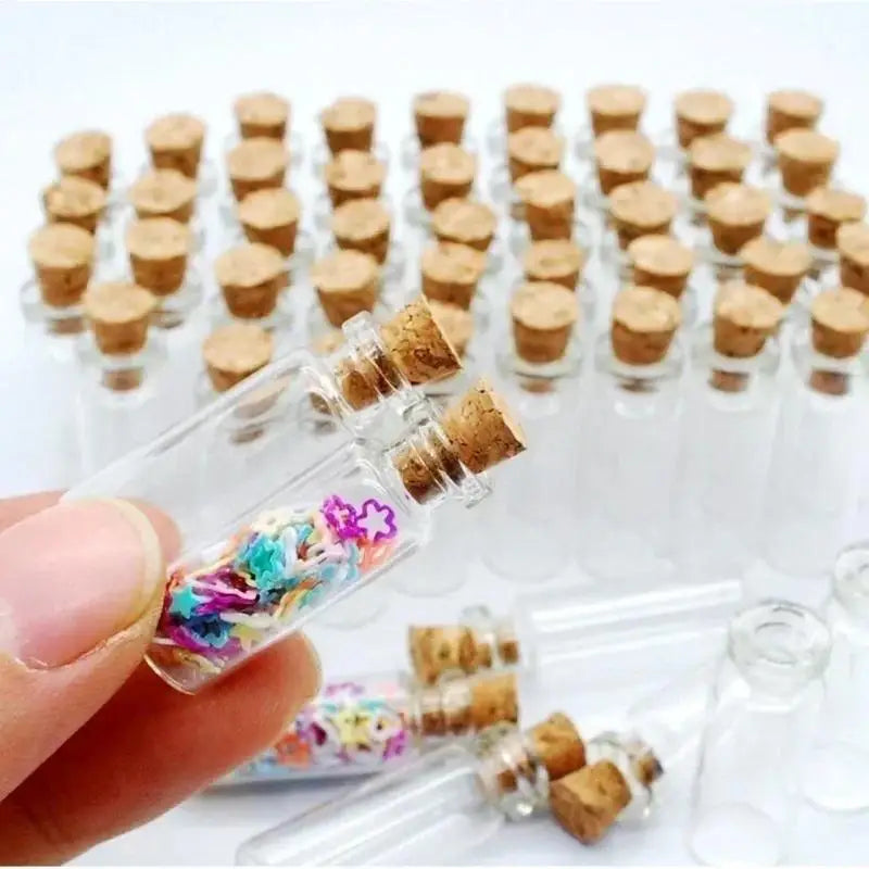5/10Pc Creative Design Mini Clear Crystal Jars Lovely Cork Stoppers Glass Bottles Suitable Candles Essential Oils Decor DIYCraft Qme