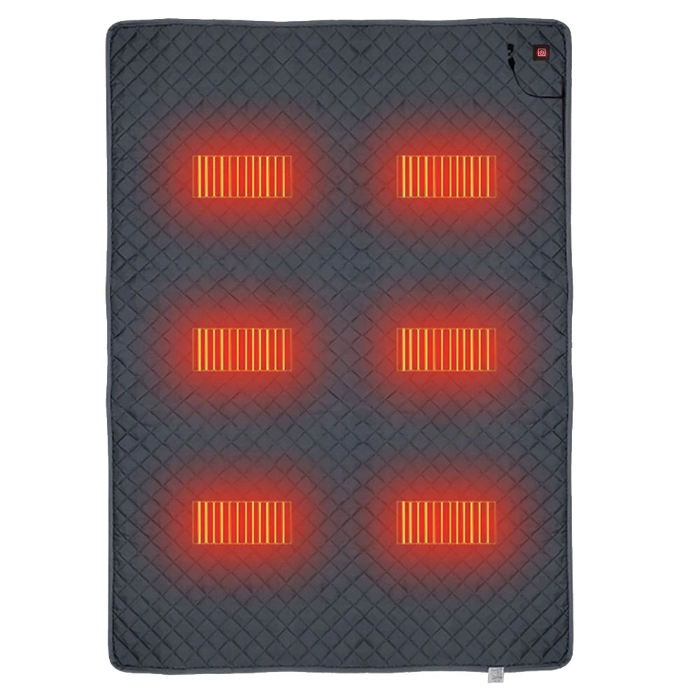 Heated Sleeping Bag Pad Waterproof Sleeping Mattress Heated Mat 70x59 Inch 6 Heating Zones for Home Office Car Fishing Qme Navy Blue
